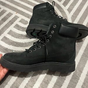 Black Rugged Lace-Up Boots